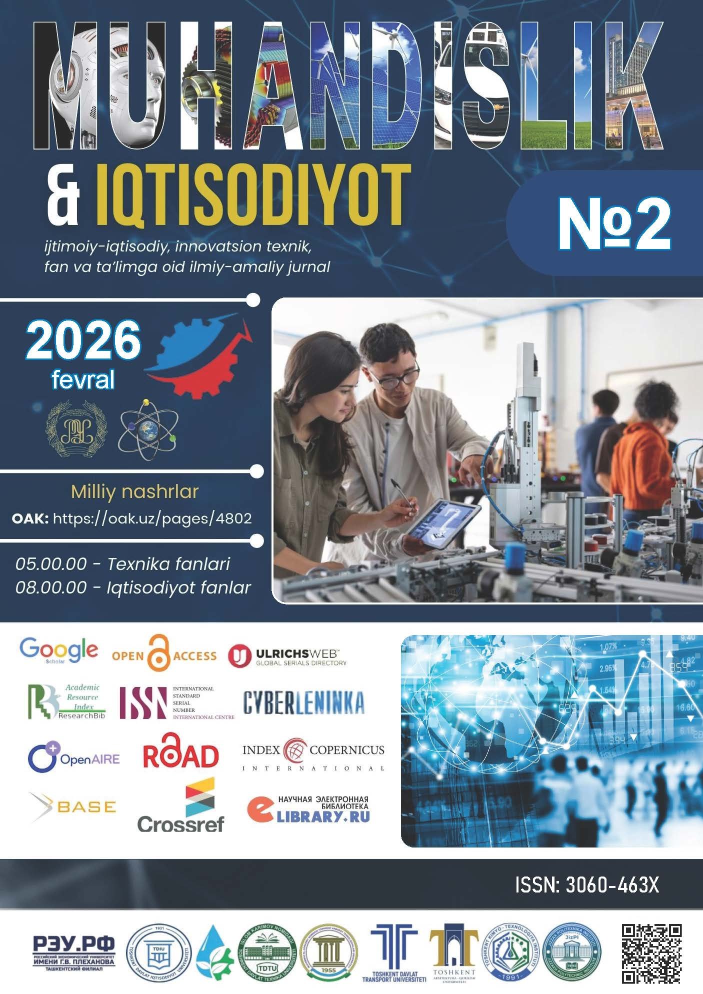					View Vol. 4 No. 2 (2026): «Muhandislik va Iqtisodiyot» jurnali
				