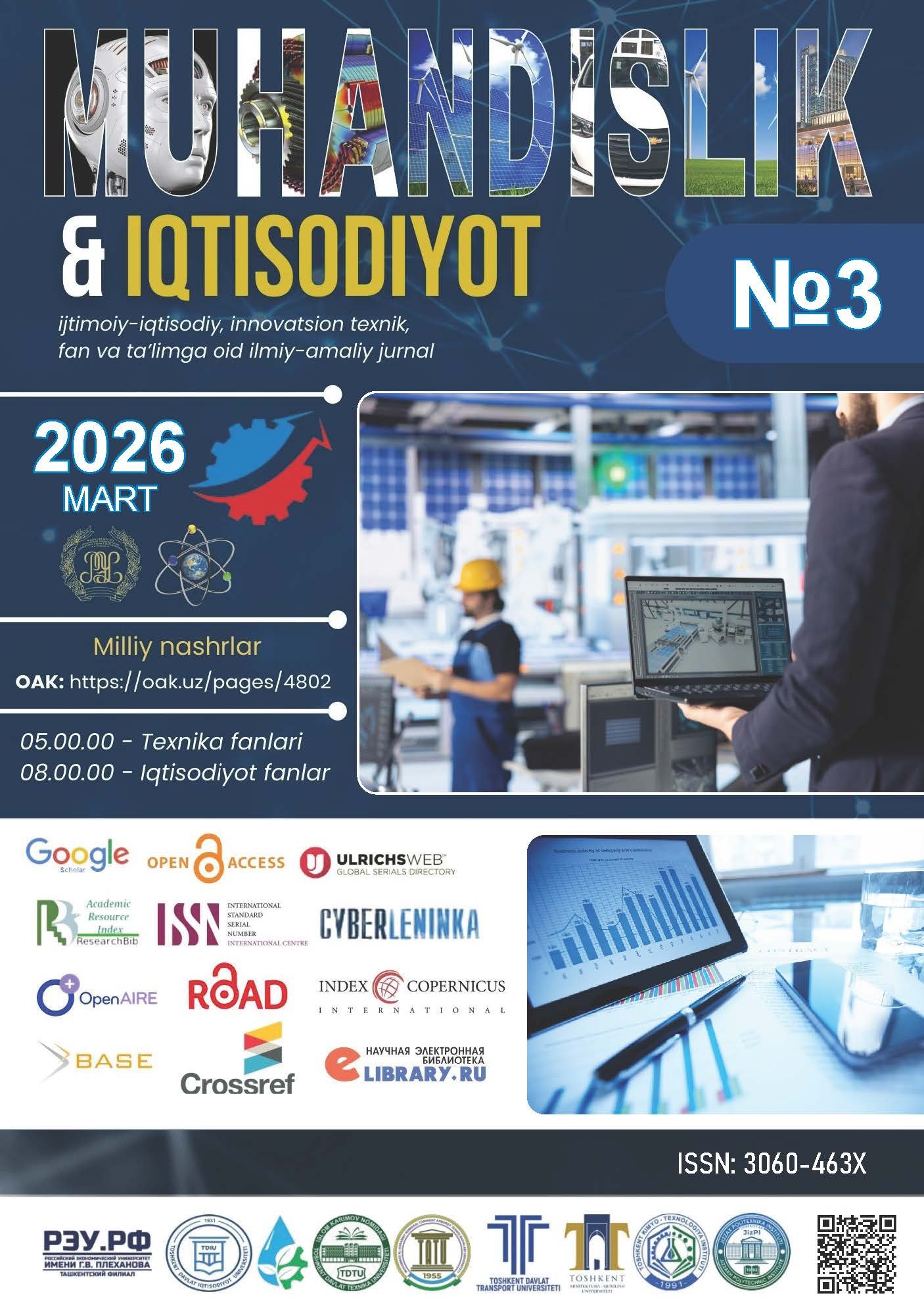 					View Vol. 4 No. 3 (2026): «Muhandislik va Iqtisodiyot» jurnali
				