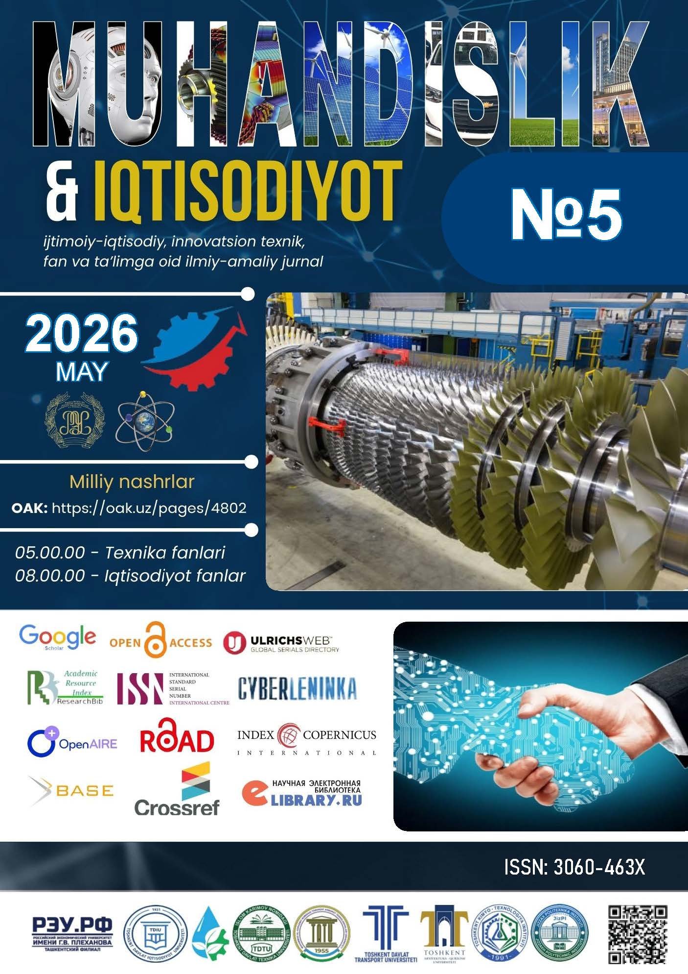					View Vol. 4 No. 5 (2026): «Muhandislik va Iqtisodiyot» jurnali 5-son
				