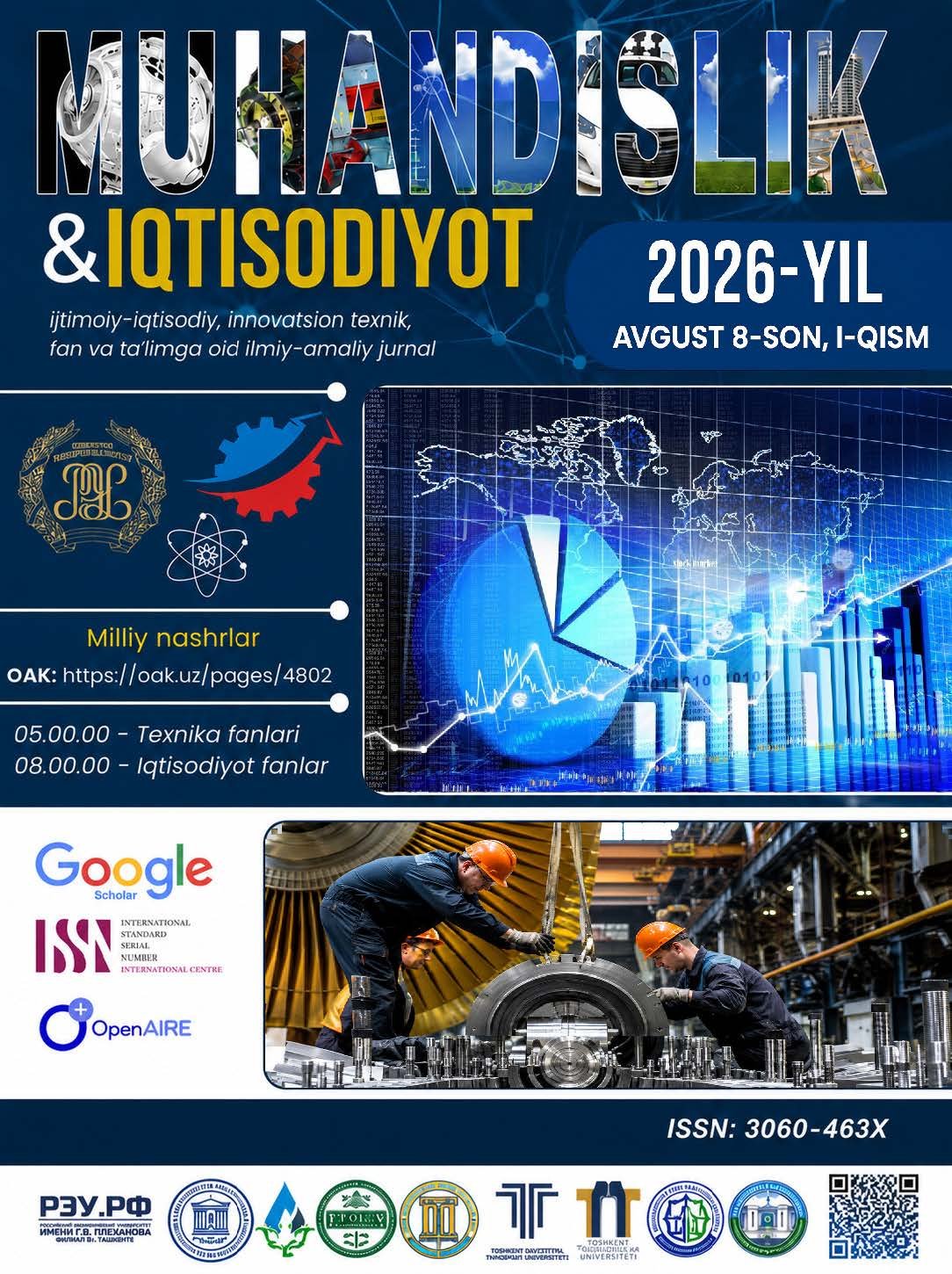 					View Vol. 4 No. 8 (2026): «Muhandislik va Iqtisodiyot» jurnali 8-son
				